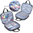 LoDrid Embroidery Project Bag, Square Embroidery Supplies Storage Tote Bag, Portable Craft Carry Case for Embroidery Kits and Cross Stitch Kits Tools, Multiple Pockets, Totem, Bag Only