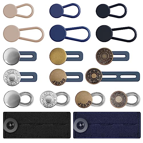 Ceryvop 18PCS Button Extenders for Jeans, Pants Waist Button Extender for Women Men, Ceryvop Jeans Button Extender Stretchy Waist Extension, 6 Sizes Pants Button Waistband Extender