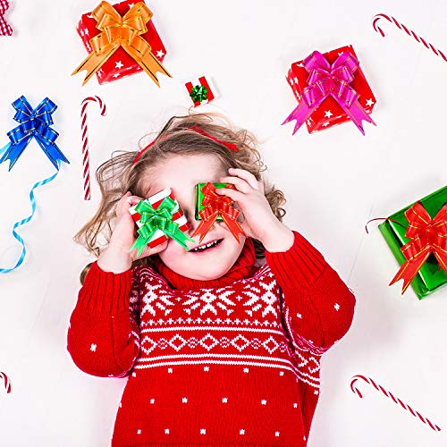 WILLBOND 240 Pieces Pull Bows Decorative Assorted Colors Gift Wrap Ribbon Pull Bows for Christmas Wedding Party Birthday Car Holiday Presents Bags Baskets Bottles Decorations, Random Color