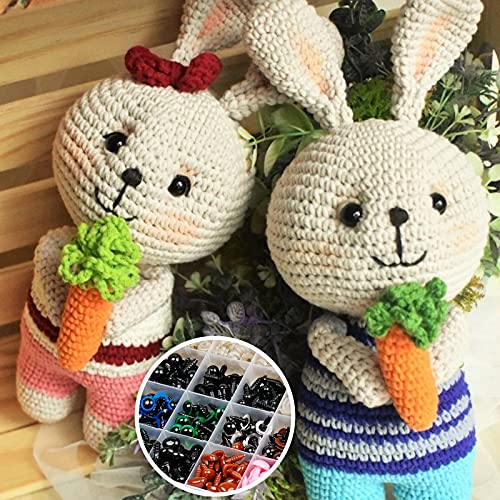 600pcs Plastic Colored Safety Eyes and Noses for Amigurumi, 6mm~14mm