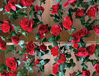 SWSTINLING 2 Pack (16FT) Artificial Rose Vine Flowers Plants Fake Flower Vine for Wedding Home Party Garden Craft Art Decor Red