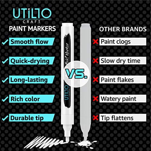 White Paint Marker (8-Pack) 2-3mm Medium Tip - Perfect for Fabrics and Touch-Ups! | Bold Color+100% Coverage | For Stone, Wood, Glass, Canvas, Metal, etc. | White Paint Pens | White Acrylic Paint Pens
