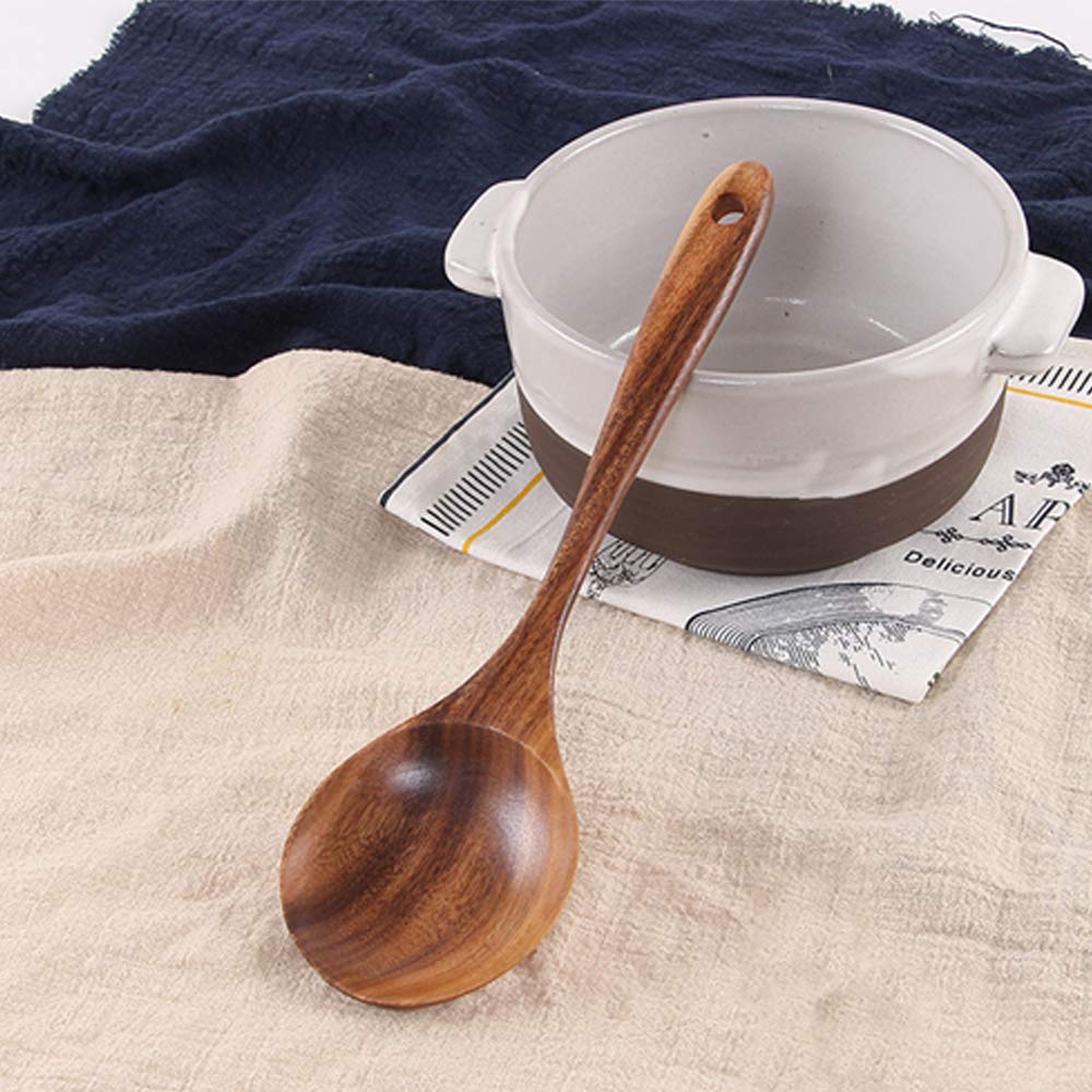 5 Pcs Best Wooden Spoons for Cooking Kitchen Utensils Set Acacia Wood Cooking Spatula Turner Non Toxic Utensil Slotted Serving Spoon Flat Spatulas Set Wooden Utensis Mixing Cooking Spoon Kitchen Tools