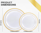 M MCIRCO 175 Piece Gold Dinnerware Set - 50 Gold Rim Plastic Plates - 25 Gold Plastic Silverware - 25 Gold Plastic Cups - 25 Gold Paper Napkins, 25 Guest Disposable Gold Dinnerware Set