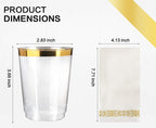 M MCIRCO 175 Piece Gold Dinnerware Set - 50 Gold Rim Plastic Plates - 25 Gold Plastic Silverware - 25 Gold Plastic Cups - 25 Gold Paper Napkins, 25 Guest Disposable Gold Dinnerware Set