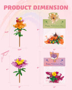 24 Pack Valentine's Flower Bouquets Building Blocks - Ideal for Kids Classroom Exchange, Party Favors, and School Gifts, Includes Greeting Cards & Variety Designs for Boys and Girls