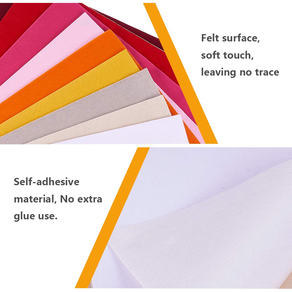 19 Colors 8.3x11.8 Velvet Fabric Sticky Back Adhesive Back Sheets A4 Self-Adhesive Velvet Fabric Sheet for Halloween Christmas Decor Art and Craft Making