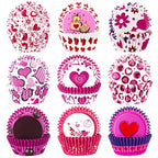 SANNIX 450pcs Valentine's Day Cupcake Liners Heart Baking Cups Cupcake Wrappers Paper Wraps Muffin Liners for Valentine's Day Wedding Birthday Party Candy Cake Decorations Supplies (9 Designs)