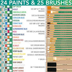 Norberg & Linden XXL Oil Paint Set - 24 Paints, 25 Brushes, 1 Canvas, and Art Palette - Oil Painting Supplies for Kids and Adults, Paint Supplies