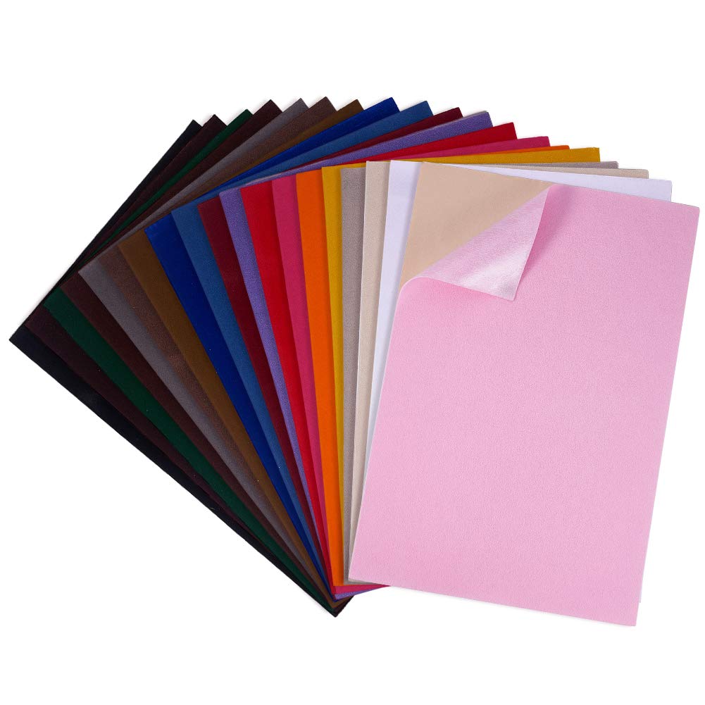 19 Colors 8.3x11.8 Velvet Fabric Sticky Back Adhesive Back Sheets A4 Self-Adhesive Velvet Fabric Sheet for Halloween Christmas Decor Art and Craft Making