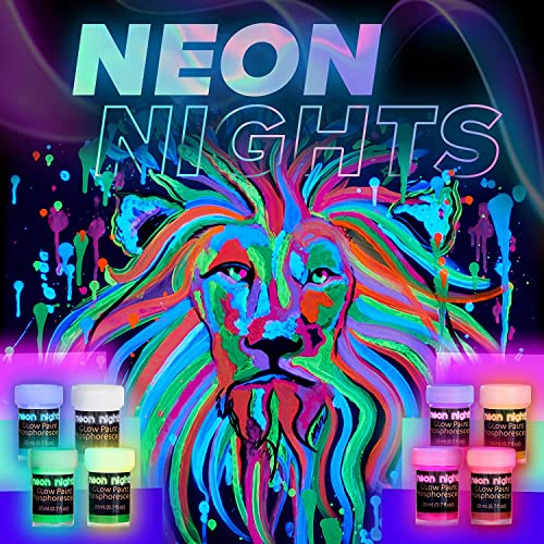 Glow-in-The-Dark Paint, Multi-Surface Acrylic Paints for Outdoor and Indoor Use on Canvas & Walls, Halloween Decorate, Gifts for Artists, Phosphorescent, Stocking Stuffers for Boys and Girls
