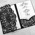 NC Cylallen 50 Sets Tri fold Love Hollow Laser cut Pocket Wedding Invite Invitation Card Jacket for Party Birthday Quinceañera Invite 4.92 by 7.28 inches (Black, Only Invitation cover)