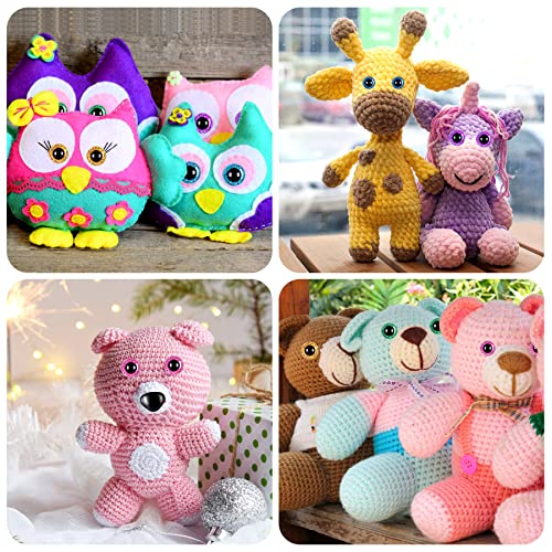 UPINS 180 Pieces 10-20 mm Large Safety Eyes and Nose with Washers for Amigurumi Stuffed Animal Eyes Plastic Craft Doll Crochet Eyes for DIY of Puppet, Bear, Toy Making Supplies (Assorted Colors)