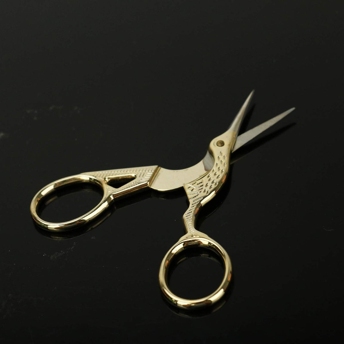 Embroidery Scissors, Stainless Steel Sharp Stork Scissors for Sewing Crafting, Art Work, Threading, Needlework - DIY Tools Dressmaker Small Shears - 2 Pcs (3.6 Inches, Gold)