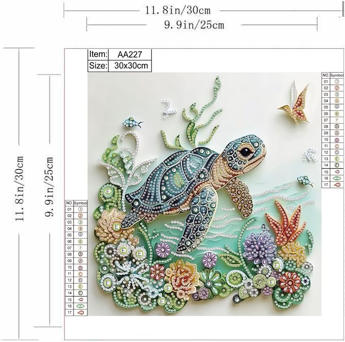 ZQEATRY Sea Turtle Animal Special Shape Diamond Art Kits for Adults,5D Diamond Painting Kits for Beginner,DIY Diamond Crystal Rhinestones Painting Kits for Home Wall Decor Gift 11.8 X 11.8inch