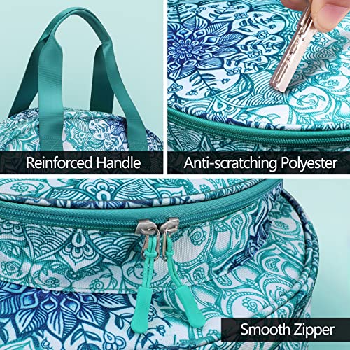 FINPAC Embroidery Project Bag, Embroidery Supplies Storage Carrying Tote Case with Multiple Pockets for Embroidery Floss, Embroidery Hoops, Thread, Stitch Tools Kit [Bag Only] - Emerald Illusions