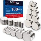 DIYMAG 100Pcs 5 Different Sizes Small Refrigerator Magnets, Tiny Round Disc Fridge Magnets for Office, Hobbies, Crafts, Whiteboard, Dry Erase Board and Push Pins