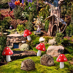 Queekay Fairy Outdoor Garden Animals Figurines Outdoor Fairy Wild Garden Accessories Resin Hedgehogs and Wood Mushroom Miniature Garden for Plant Pots Bonsai Craft Decor Fairy Wild Garden Supplies