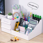 skin care organizer,Makeup Desk Organizer With Drawers,Countertop Organizer for Cosmetics,Vanity brush with Holder for Lipstick, Brushes, Eyeshadow, and Jewelry Desktop Finishing Dresser (White)