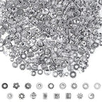 Cridoz Metal Spacer Beads for Making Bracelet, Necklace, Jewelry Making and Findings Accessories, 900Pcs, Silver