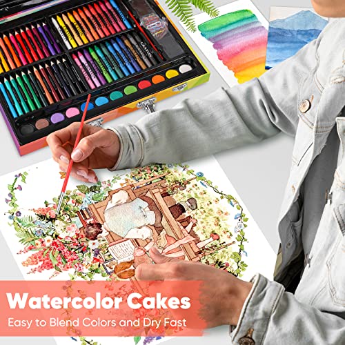 183-Pack Drawing Painting Set for Kids Girls Boys Teens, Coloring Art Kit Gift Case: Crayons, Oil Pastels, Colored Pencils Markers, Sketch Paper