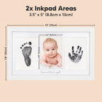 Inkless Baby Hand and Footprint Kit Boy, Girl - No Mess Ink Pad for Handprint, Clean Touch Dog Paw Print Kit, Personalized Baby Shower Gifts, Nursery Newborn Keepsake Frame (Alpine White)