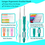 Ergonomic Crochet Hooks Set with Case, 12PCS Crochet Hooks for Arthritic Hands, Size from 0.8mm~6.0mm