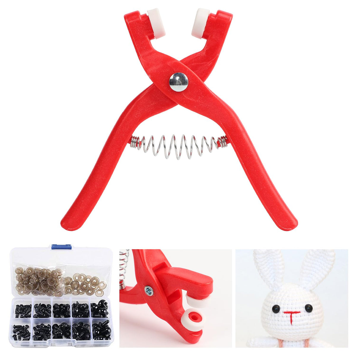 Latonyar Safety Eye Tool for Crocheting, Eye Snapper Crochet Tool, Auxiliary Tool for Attaching for Crocheting Eyes Crochet Tools for Crochet & Stuffed 6-12mm Animal Eyes Making Supplies Tool (Red)