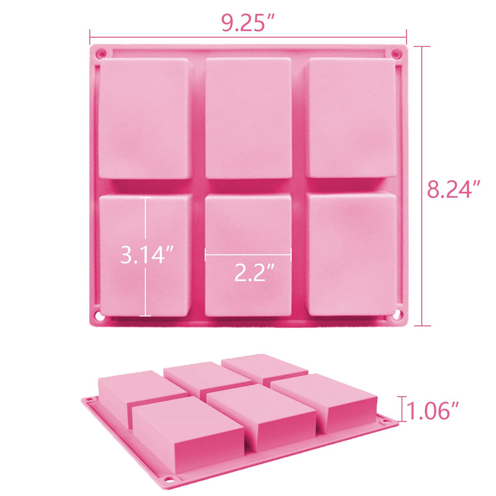OBSGUMU 3 Pack Silicone Soap Molds, 6 Cavities Flower Making Mold, Included Rectangle Shape Supplies, Perfect for Handmade Soaps, Homemade Chocolate
