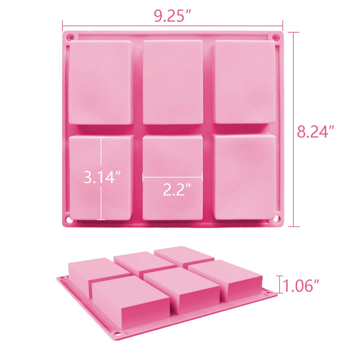 OBSGUMU 3 Pack Silicone Soap Molds, 6 Cavities Flower Making Mold, Included Rectangle Shape Supplies, Perfect for Handmade Soaps, Homemade Chocolate