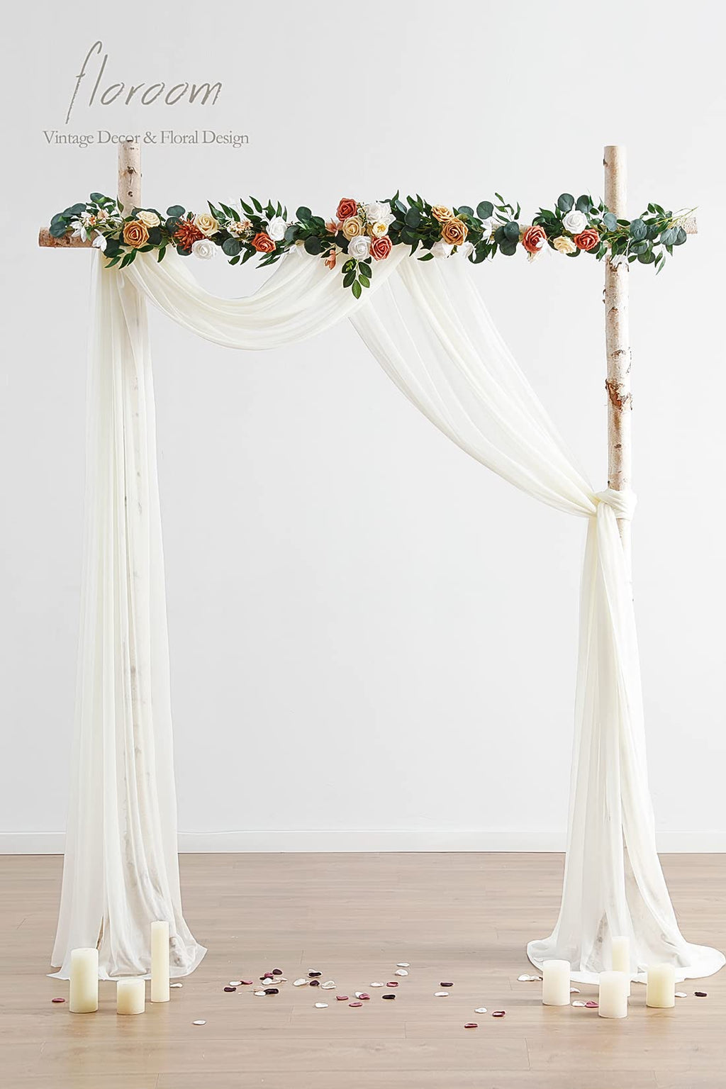 Wedding Arch Draping Fabric 2 Panels 20Ft Ivory Chiffon Fabric Drapes Arbor Drapery Wedding Ceremony Reception Swag Decorations
