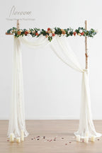 Wedding Arch Draping Fabric 2 Panels 20Ft Ivory Chiffon Fabric Drapes Arbor Drapery Wedding Ceremony Reception Swag Decorations