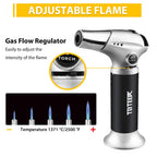 TBTEEK Butane Torch, Kitchen Torch Cooking Torch with Safety Lock & Adjustable Flame for Cooking, BBQ, Baking, Brulee, Creme, DIY Soldering(Butane Not Included)