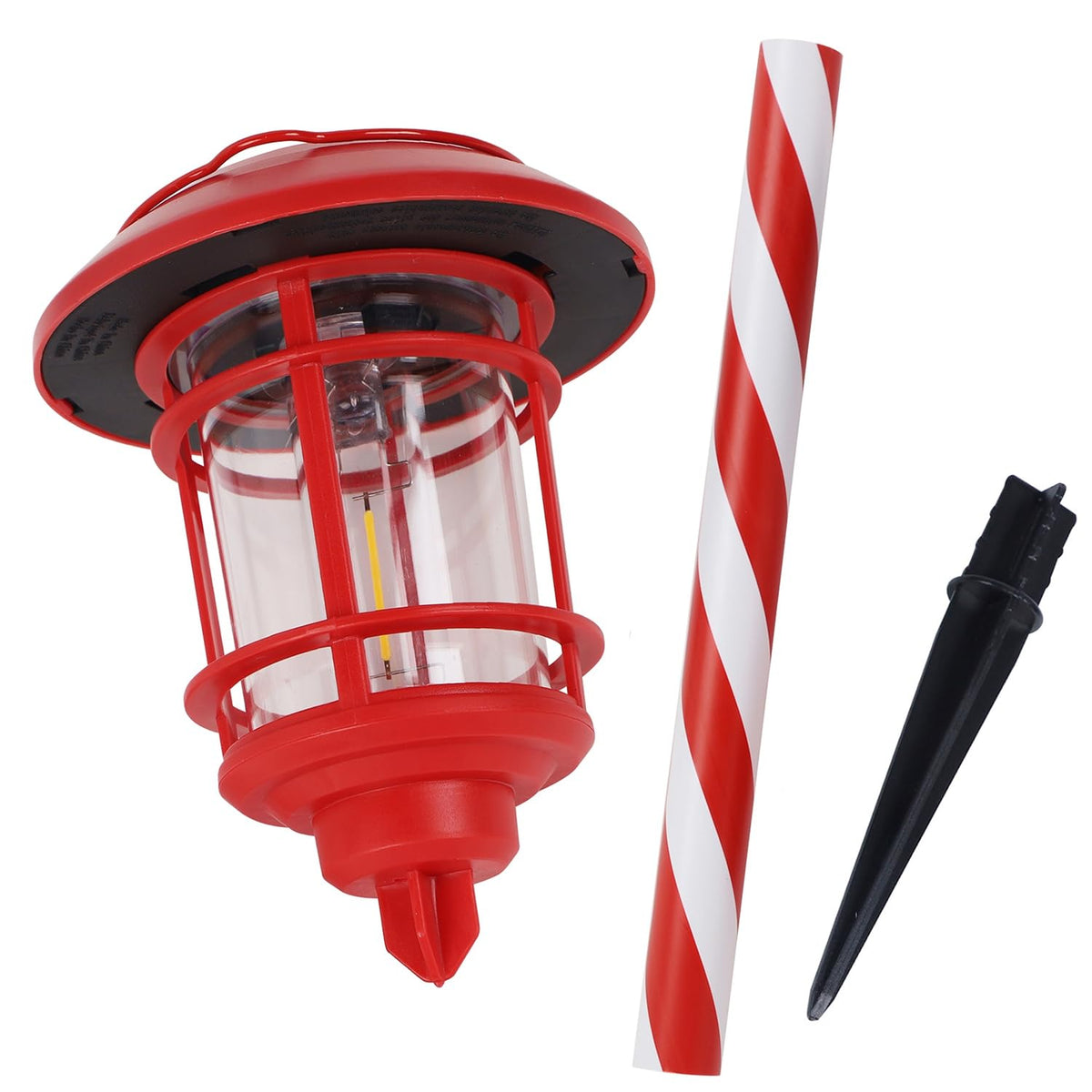Dynaming 6 Pack Dual Use Solar Christmas Path Lights Outdoor, Hanging Lantern Solar Garden Light with Edison Bulb, Xmas Pathway Markers, Auto On/Off Candy Cane Lights for Patio Yard Walkway Driveway