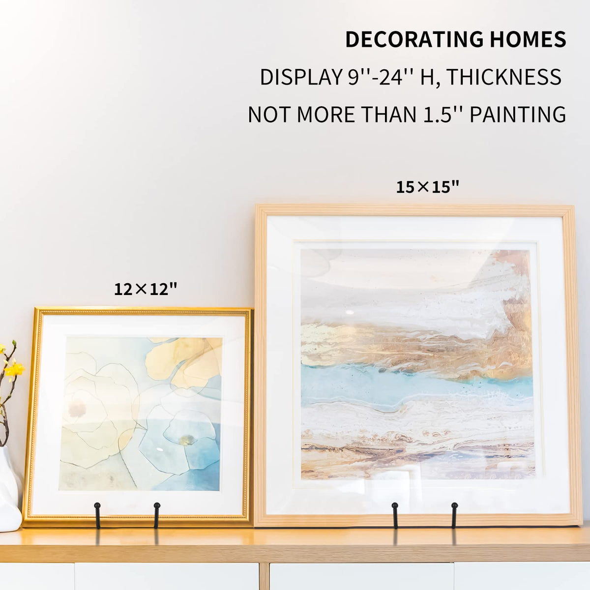 Decolore 8 Inch 3 Pack Black Metal Plate Holder Display Stands for Picture, Decorative Plate, Book, Photo Easel, Artistic Work