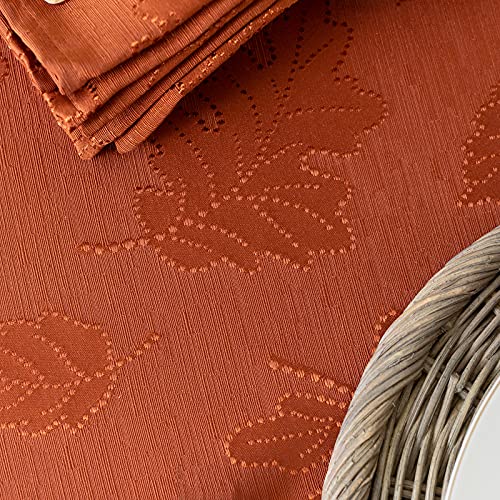 Benson Mills Harvest Legacy Damask Fabric Table Cloth Fall, Harvest, and Thanksgiving Tablecloth (Rust/Burnt Orange, 52" x 52" Square)
