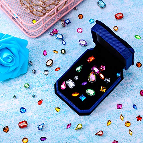 WILLBOND 320 Pieces Sew on Rhinestone Glass Crystals Acrylic Gems with Hole Silver Prong Setting Flatback Claw Mix Shape Mix Size for DIY Crafts Dress Clothes Shoes Bag Decorations