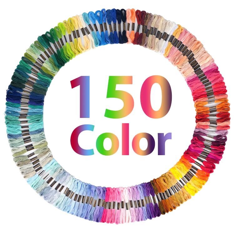 150 Color Skeins Rainbow Color Embroidery Floss，Cross Stitch Threads, Bracelet Yarn, Craft Floss