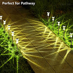 DenicMic Solar Pathway Lights 10 Pack Solar Lights Outdoor Waterproof Stainless Steel Garden Stake Lights for Pathway, Walkway, Driveway, Yard, Garden Decor (Warm White)