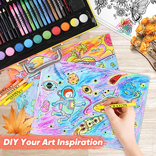 183-Pack Drawing Painting Set for Kids Girls Boys Teens, Coloring Art Kit Gift Case: Crayons, Oil Pastels, Colored Pencils Markers, Sketch Paper