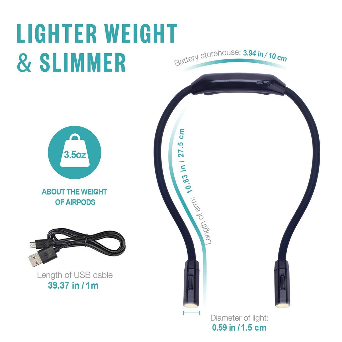 Vekkia Lightweight Neck Reading Light, Book Light for Reading in Bed, Neck Light for Knitting,3 Colors,9 Brightness,Rechargeable,Hand Free,Portable,Long Lasting,Suitable for Crocheting,Sewing,Craft