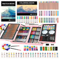 KINSPORY Art Gift for Kids, Art Supplies Case - 139 Piece Art Sets & Crafts Kit with Sketch Pads, Deluxe Wooden Box for Artist Beginners Girls Boys (Rose Pink)