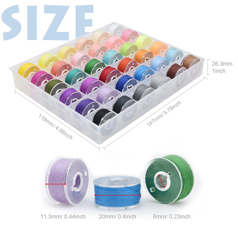 72Pcs Bobbins Sewing Threads Kit, 36 Colors Spools 360Yards per Polyester Thread, 36 Colors Prewound Bobbin with Case for Hand Machine Sewing