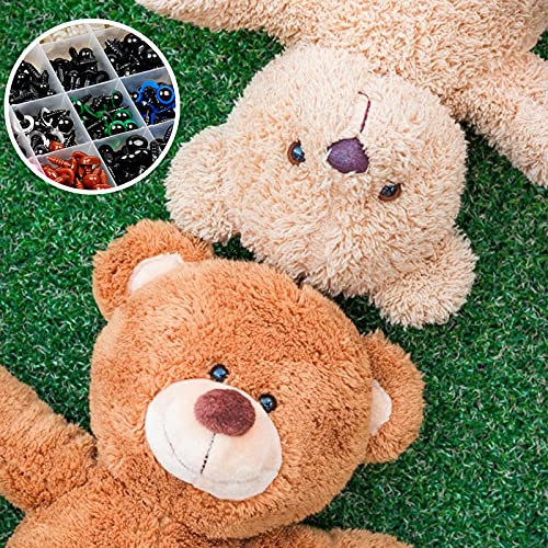 600pcs Plastic Colored Safety Eyes and Noses for Amigurumi, 6mm~14mm