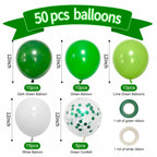 Green Balloons Dark Green Balloon Set, 50 Pcs 12 inch Different Shades Emerald Green Lime Green Confetti Latex Balloons For Jungle Safari Party Supplies