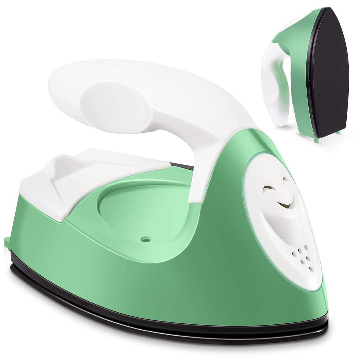 Mini Craft Iron Mini Heat Press Mini Iron Portable Handy Heat Press Small Iron with Charging Base Accessories for Beads Patch Clothes DIY Shoes T-Shirts Heat Transfer Vinyl Projects (Green)