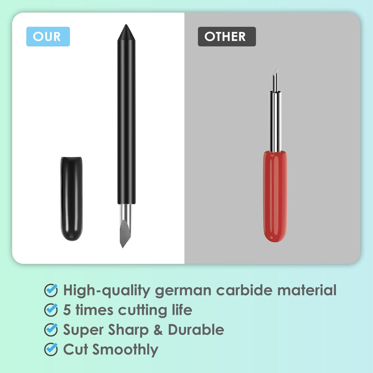 10PCS Deep Point Cutting Blades Compatible with Maker/Maker 3/Explore Air/Air 2/Explore Air 3 Cutting Machines Replacement Blades for Glitter Vinyl, Cardstock, Faux Leather, Adhesive Foil, Vellum