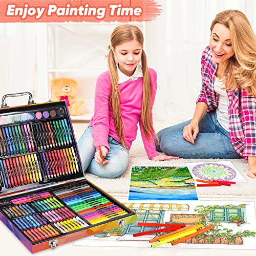 183-Pack Drawing Painting Set for Kids Girls Boys Teens, Coloring Art Kit Gift Case: Crayons, Oil Pastels, Colored Pencils Markers, Sketch Paper