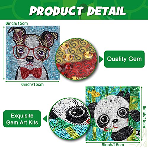 Diamond Painting Kits for Kids Animal 5D Diamond Gem Art by Number Dotz Kits Art and Crafts for Kids Ages 6-8-10-12 Girls Boys for Birthday Christmas Gifts (4Pcs)