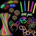 Glow Sticks Party Pack - 240 PCS Includes, 100 Pcs 8' Glow sticks,10 Pcs Ultra-Bright 6' Glow Sticks, And All Exciting Accessories – Create Glow In The Dark Necklaces, Bracelets, Glasses, Headbands, Balls, Flowers